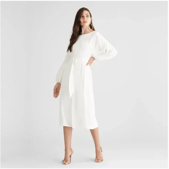 SACHIN + BABI Dress Size 18 / 18W Evening Gown NEW Annie Ivory Knee Length Sash - Picture 11 of 13